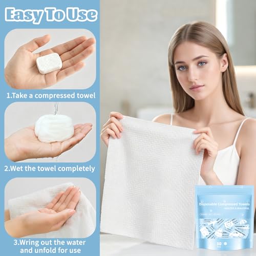 Large Compressed Towels - 30 PCS Soft Travel Washcloths