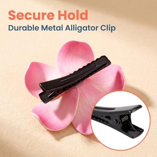 Multicolor Hawaii Plumeria Flower Hair Clips - Set of 10, Beach Party & Wedding Accessories