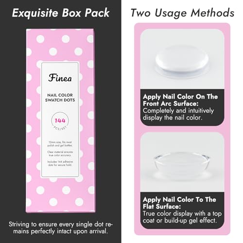 Finea 144pc Gel Nail Polish Swatch Dots with Clear Stickers Kit