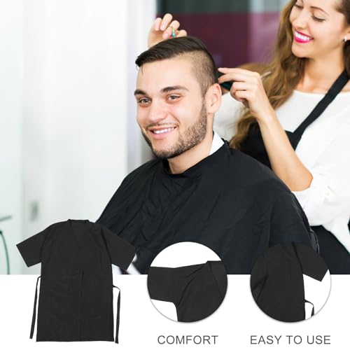 Black Salon Client Gown Robe with Adjustable Tie Waist - Hair Cutting Smock