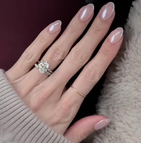 CurvLife Short Oval Press On Nails - Champagne Pearl, 32PCS