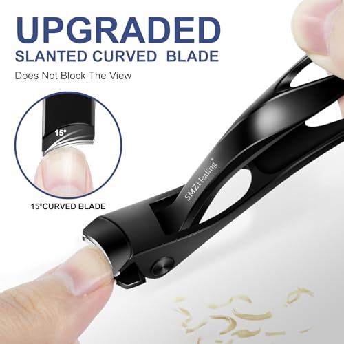 SMZHealing 4pcs Black & Silver Thick Toenail Clippers for Seniors, Men, Women