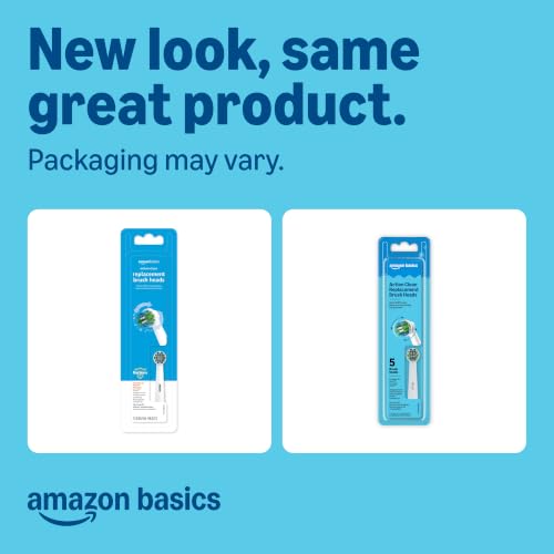 Amazon Basics 5 Pack Electric Toothbrush Replacement Heads for Oral-B, White, (Fits Most Models Except iO)