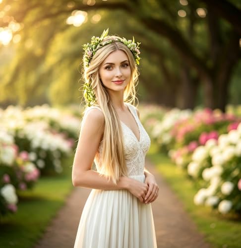 Vivivalue Floral Crown Headband Halo Headpiece O - Bridal & Costume