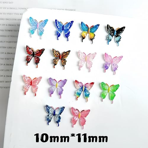 100 Pcs 3D Butterfly Nail Charms - Colorful Nail Art Gems