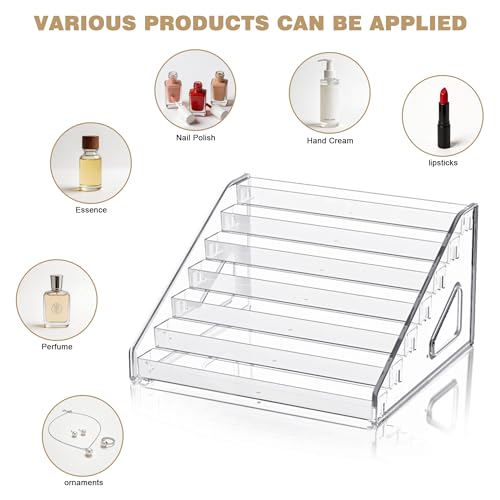 7-Tier Clear Acrylic Nail Polish Rack Display Stand for Cosmetics