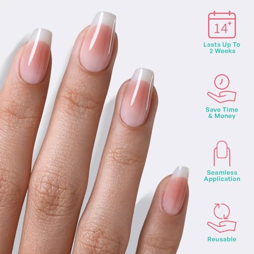 32Pcs Ombre French Medium Coffin Soft Gel Press on Nails