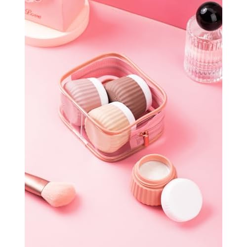 Mrsdry Travel Containers for Toiletries 4 Pack, TSA Approved Travel Size Toiletries, Portable Size Containers, With Clear Bag Leak Proof Silicone Jars, Essentials Creams Jars Carrying Small Items