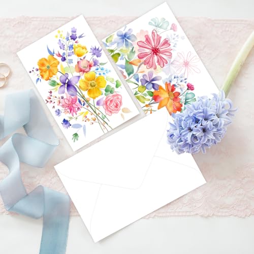 Quera 24 Pack Floral Blank Greeting Cards with Envelopes - 4"x 6"