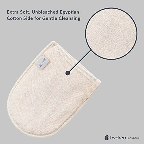 Hydrea London Organic Egyptian Exfoliating Loofah & Face Mitt - Body Scrubber for Men & Women
