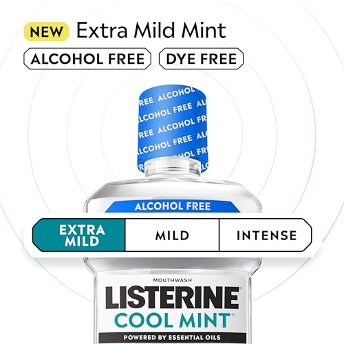 Listerine Extra Mild Alcohol-Free Mouthwash, Cool Mint - 2 x 1L