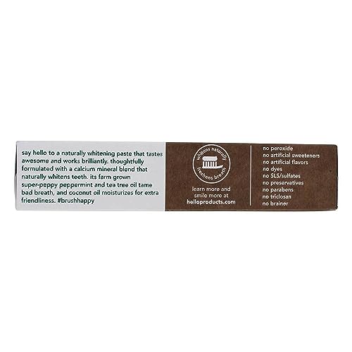 Hello Naturally Whitening Fluoride Toothpaste - Vegan, SLS Free, Mint & Tea Tree Oil, 4.7 oz (Pack of 2)