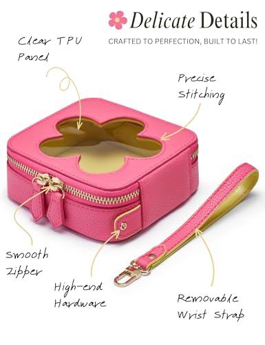 Popvibe Mini Clear Makeup Bag - Hot Pink & Yellow Flower Cosmetic Pouch