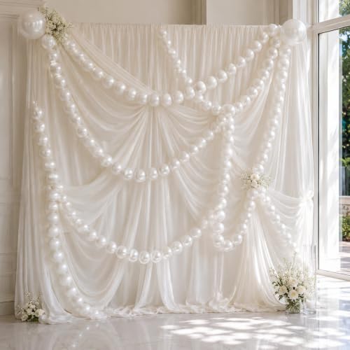 Pearl White Linking Balloons - 100pcs, 6 Inch for Events