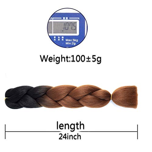 Xiaofeng 24 Inch Black-Deep Brown Synthetic Braiding Hair Extensions 6 Packs