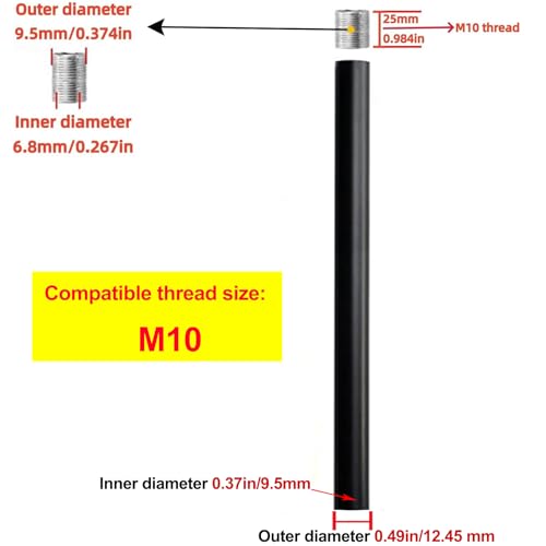 SGLfarmty M10 Adjustable Extension Poles - 2 Pack, 5-Inch Matte Black Downrods for Pendant Lights & Chandeliers
