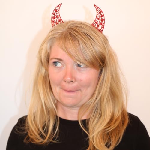 Rosemarie Collections Devil Horns Headband with Crystal Rhinestones