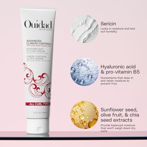 Ouidad Advanced Climate Control Featherlight Curls Cream - Frizz-Free, Soft Hold for All Curl Types