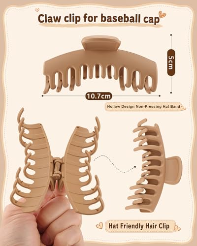 CHLINS Claw Clips for Fine Hair - 4.2 Inch Matte & Leopard Variations, Non-Slip Hair Accessories for Women & Teens - Light Khaki, Khaki, Coffee, Black