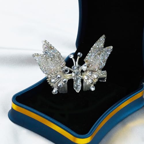 Moving Wing Butterfly Hair Clips with Rhinestones for Girls (4-Pack)