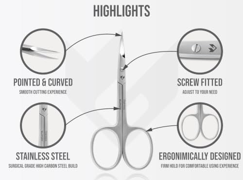 Extra Fine Curved Cuticle Scissors - Precision Stainless Steel Grooming Tool