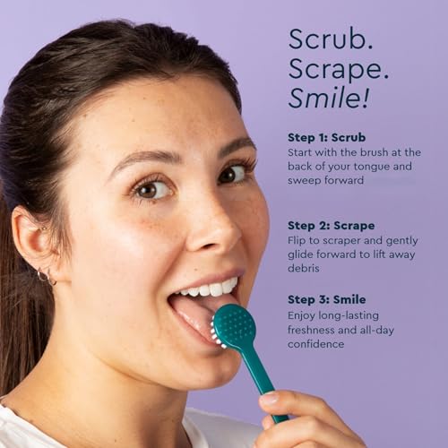 RADIUS 2-in-1 Tongue Cleaner - BPA-Free Tongue Scraper & Brush