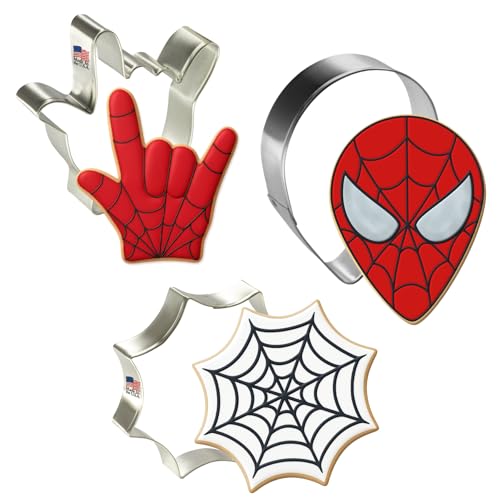 Super Hero Cookie Cutter Set - 3 Piece Tin Plate Steel, 4-4.5in