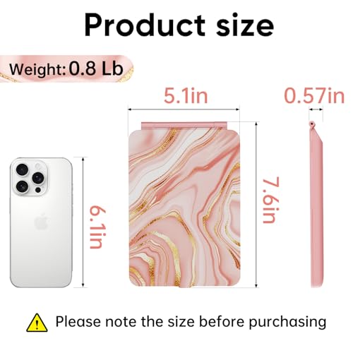FUNTOUCH Marble Pink Rechargeable Travel Makeup Mirror with 72 LED Lights