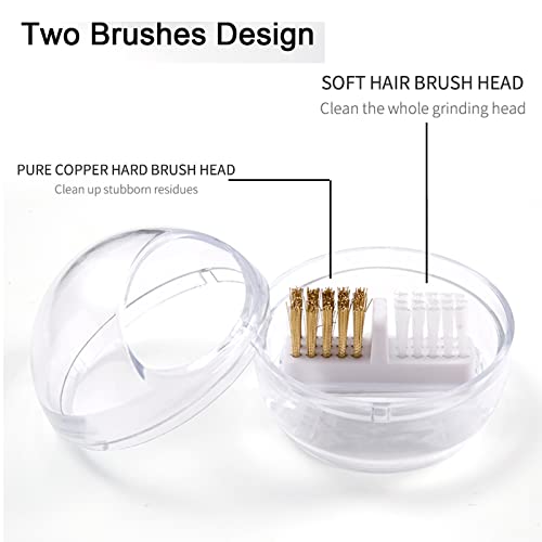 LXIANGN Nail Drill Bit Cleaner Box with 2 Brushes - White, Clear Cover