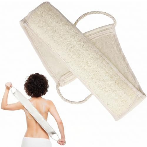 33-Inch Natural Loofah Back Scrubber with Cotton Handles