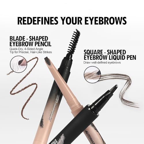 Lezauesy Waterproof Eyebrow Pencil Set - Long-Lasting Natural Brow Pen (2 Pcs)