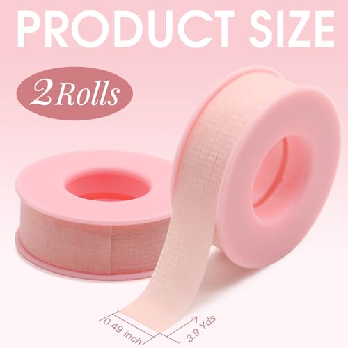 Silicone Eyelash Extension Tape - Breathable Medical Adhesive 0.5 In x 4 Yds (2 Rolls)