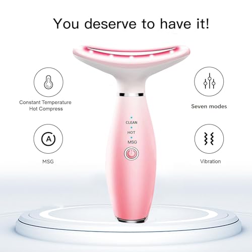 TLINNA 7-Color LED Face Massager with Thermal & Vibration for Wrinkles, Double Chin