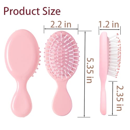 Mini Hair Brush Set - 6 Travel Detangling Brushes for All Hair Types