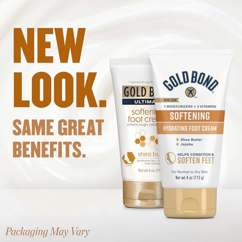 Gold Bond Softening Foot Cream, 4 oz., Foot Lotion with Shea Butter to Soften Rough & Dry Feet