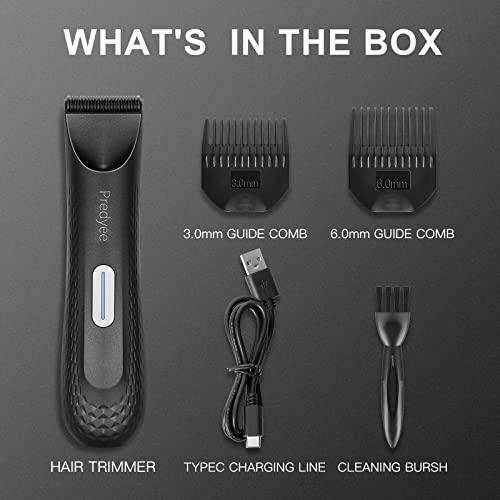 Manscape-Body Hair Trimmer for Men IPX7 Waterproof Ball Trimmer Pubic Hair with LED Light USB-C Rechargeable Wet/Dry Use for Beard Face Groin Manscaping No Nicks