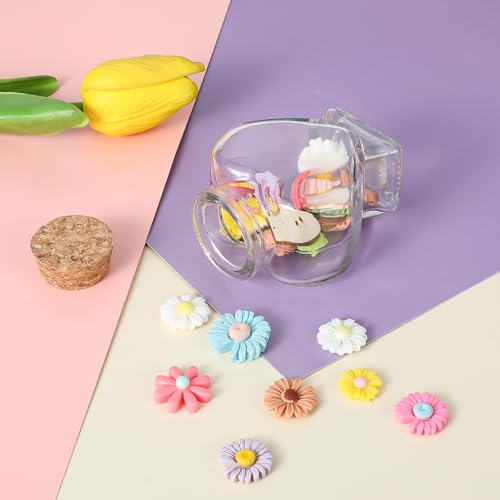 Mini Glass Bottles with Cork Stoppers - Heart & Star Shapes (2 Pcs)