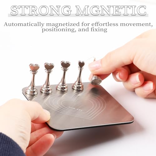 Lootaan Argent Heart Nail Holder for Painting & Press-Ons - Reusable Adhesive Nail Display Set