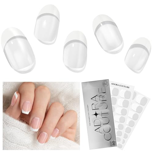 White French 2B Semi-Cured Gel Nail Strips Kit with 30 Pieces