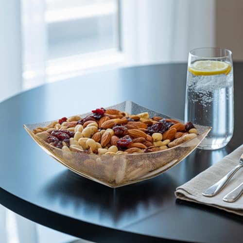 R-kay 6 Pack Gold Glitter Plastic Serving Bowls - 32 Oz Heavy Duty for Parties