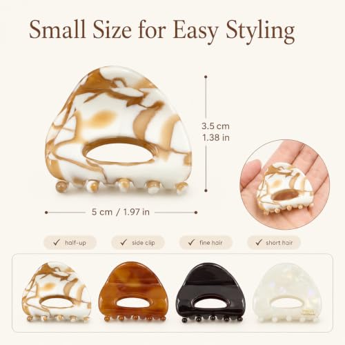 Babeorn 4 Pack Small Acetate Claw Hair Clips for Women - Mini Hairpins for Fine Hair & Daily Styles (Variation B)