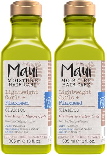 Maui Moisture Lightweight Curls + Flaxseed Shampoo, 13 Fl Oz (Pack of 2)
