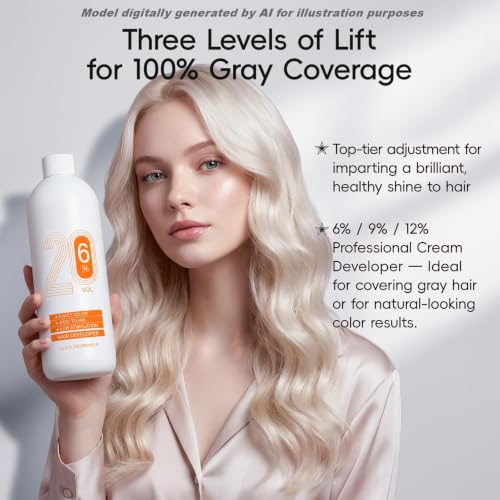 JUANCHI 20 Volume Hair Developer 900ml for Gray Coverage, Highlights & Blending - Pack of 1