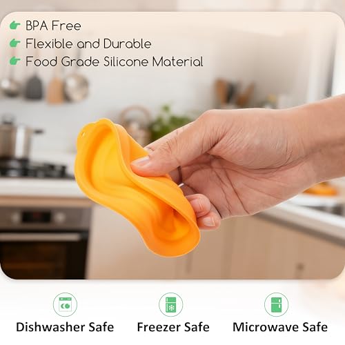 Silicone Storage Cover Lids for 1 Cup Glass Bowls - 4 Pack