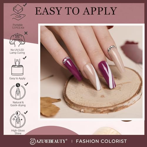 AZUREBEAUTY Dip Powder Nail Kit - 4-Color Fall Winter Set with Liquids