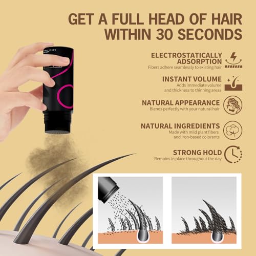 gowwim Hair Fibers - Instant Thickening for Thinning Hair, 25g Black (Pack of 1)