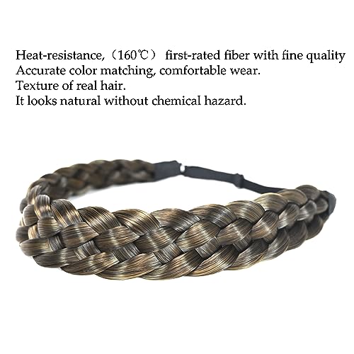 TOECWEGR Light Black Gold Brown Braided Headband Hairpiece for Women