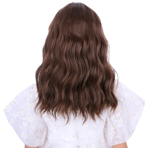 Short Chocolate Brown Wig with Air Bangs - Heat Resistant Synthetic Hair
