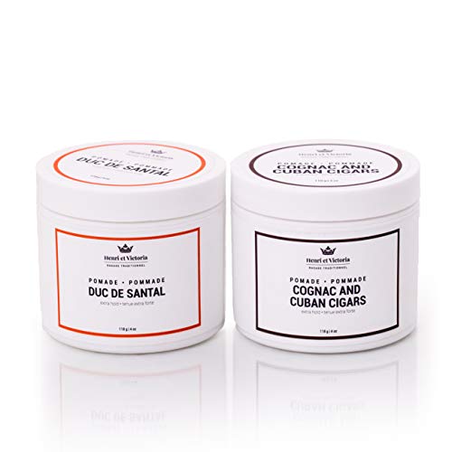 Henri et Victoria Cognac & Cuban Cigar Hair Pomade for Men – Strong Hold, Water-Based 118g/4oz