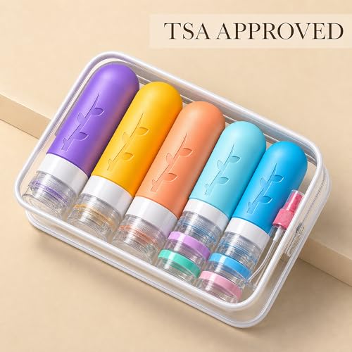 Multicolor TSA Approved Travel Bottles Set - Leakproof Silicone Toiletry Containers
